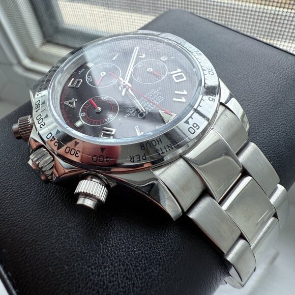 seiko mod custom red racing dial daytona chronograph watch - Picture 6 of 9